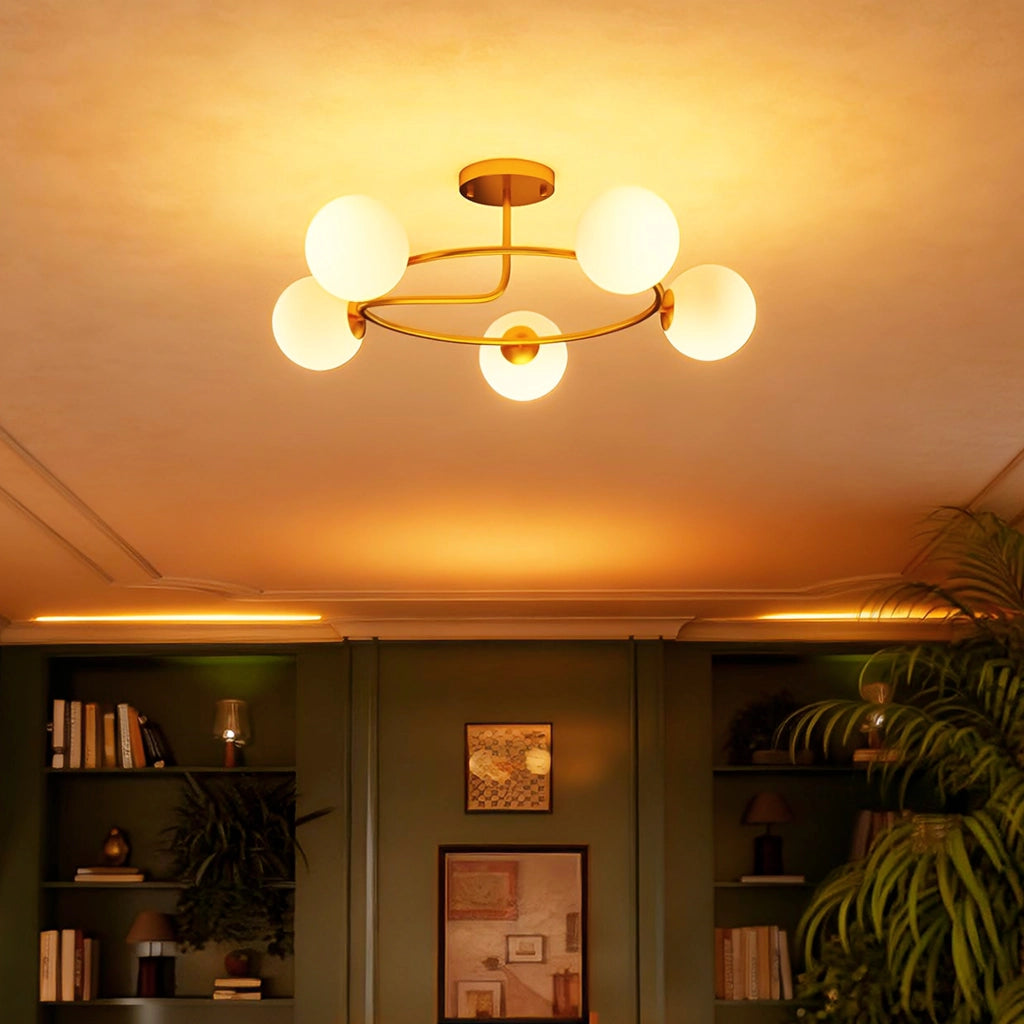 Lampadario a soffitto moderno ¨C zephmum ¨C 5 luci G9, dorato e bianco