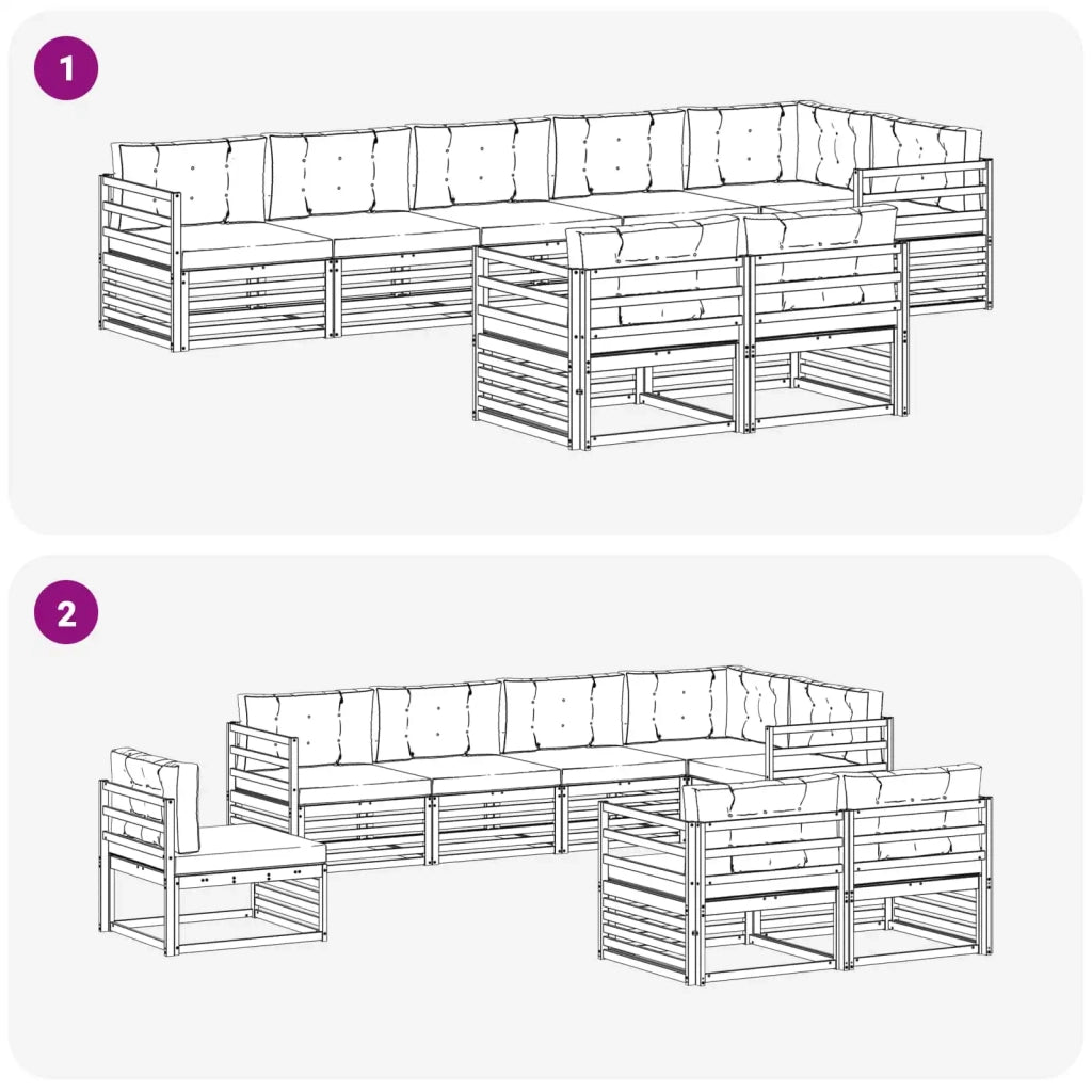Set di divani da esterno 8 pcs Grigio Naturale e Chiaro 3373641