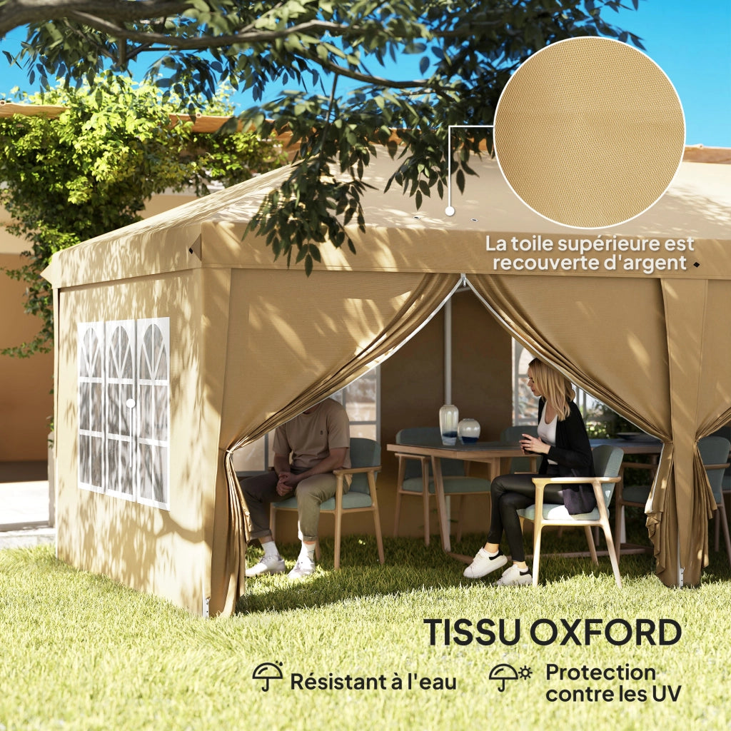 Gazebo pieghevole pop-up impermeabile 6x3x2,7m - Xylo - 4 pareti laterali rimovibili 4 finestre verde