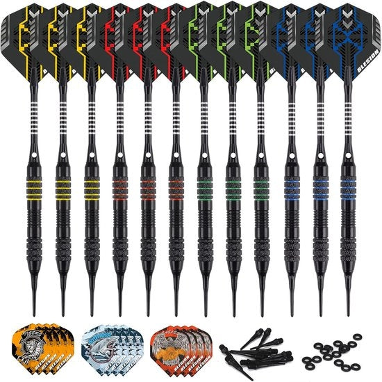 Puntine di darts in plastica - 12 pezzi - set professionale - 18 gram