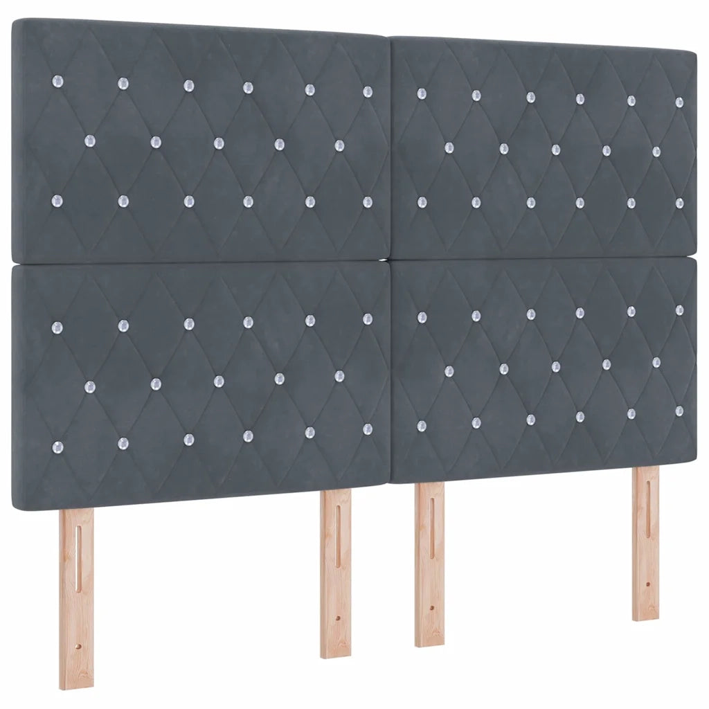 Testiera LED con strisce LED Grigio scuro 144 cm Velluto 3338361