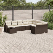 Set Divani da Giardino 10pz con Cuscini in Polyrattan Marrone 3251800