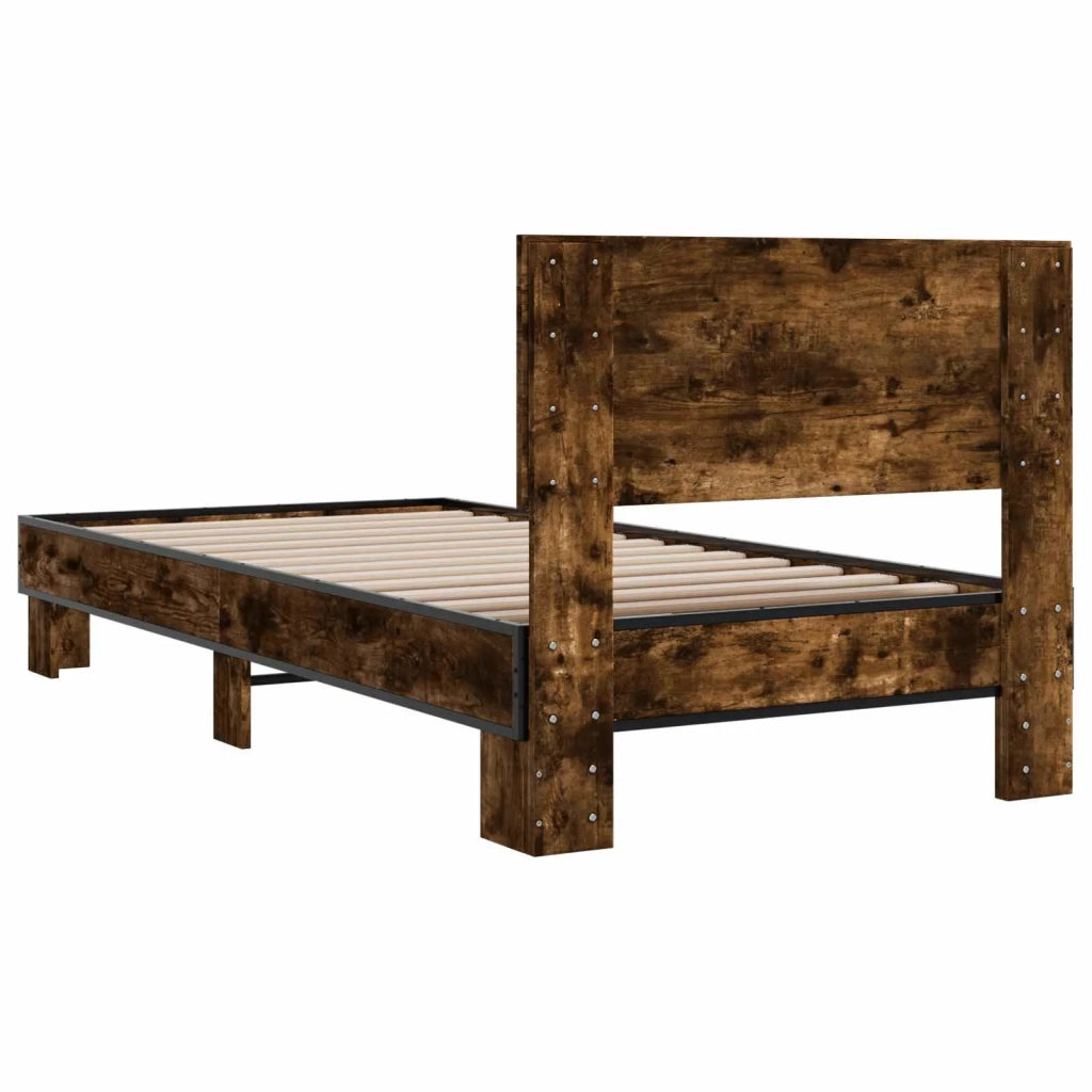 Struttura letto con testata-Giroletto Rovere Fumo 80 x 200 cm 603772