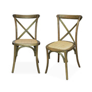 Set 2 sedie bistrò vintage in legno, marrone