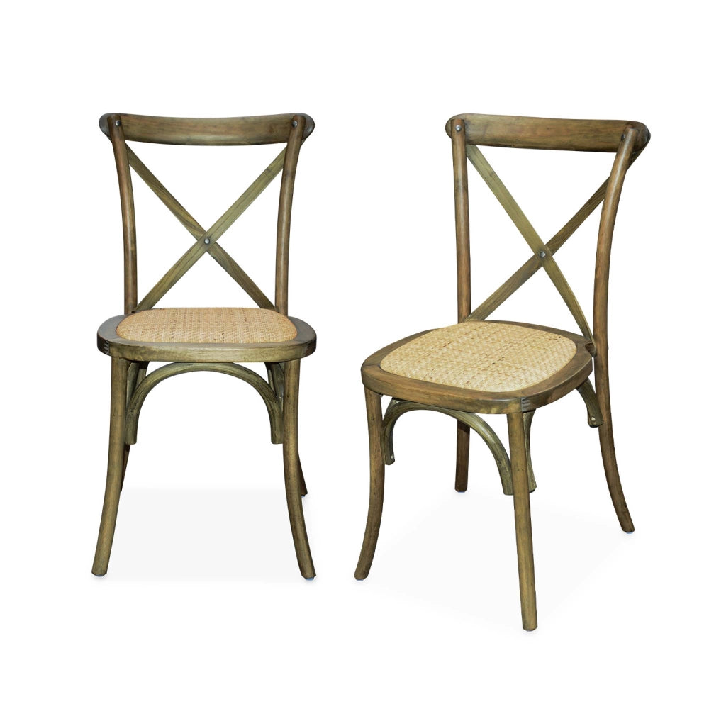 Set 2 sedie bistrò vintage in legno, marrone