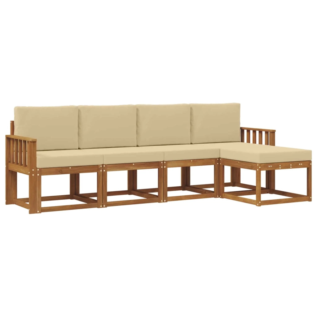 Set di divani da esterno con cuscino 5 pcs Naturale e Beige 3366251