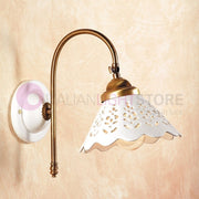 VOLTERRA Applique con Braccio in Ottone e Ceramica Rustico