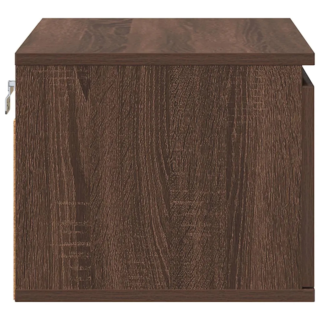 Comodino a Parete con luci LED Rovere Marrone 836838