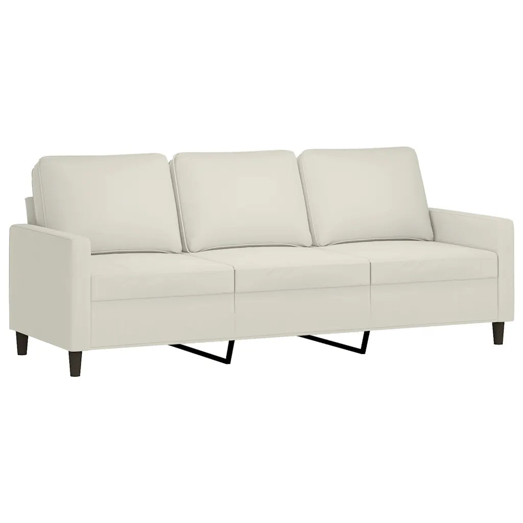 Divano a 3 Posti-Sofa 3 Posti Crema 180 cm in Velluto 204194