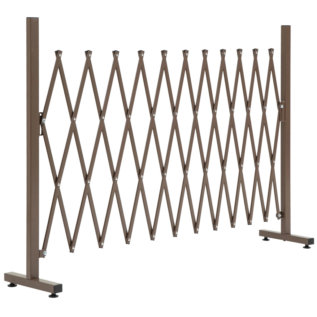 Cancello/barriera estensibile a forbice, 35-300 cm, ideale per giardini, in alluminio, marrone, H103,5 cm