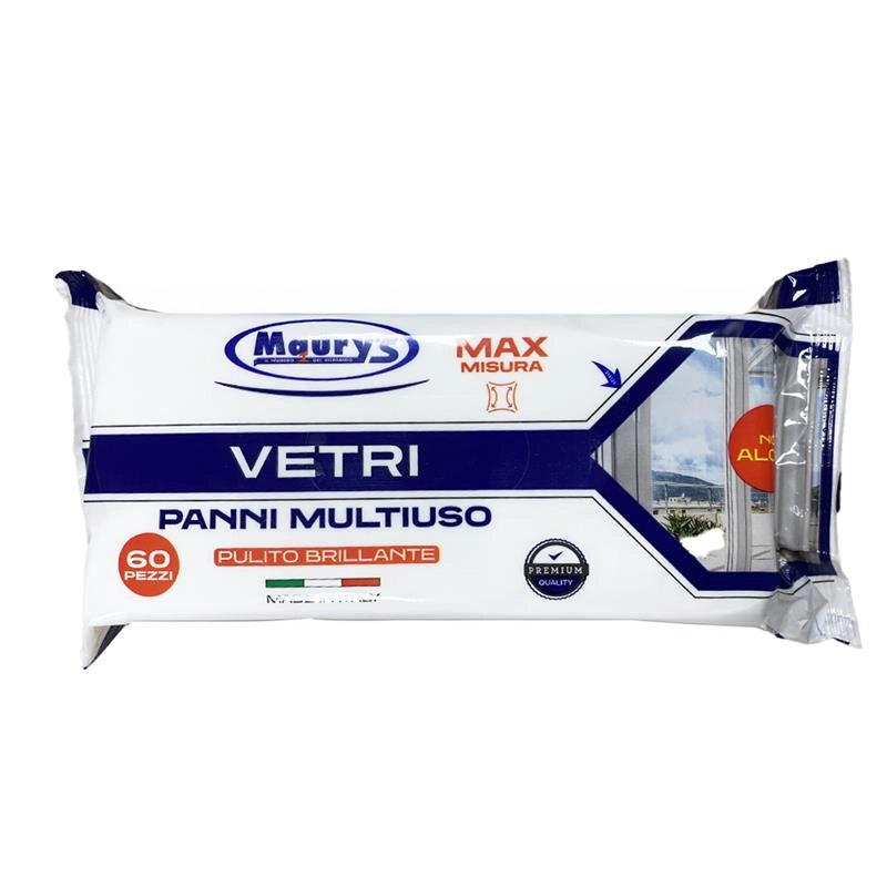 MAURYS SALVIETTE  PER VETRI  60 PEZZI PANNI MULTIUSO PULITO BRILLANTE