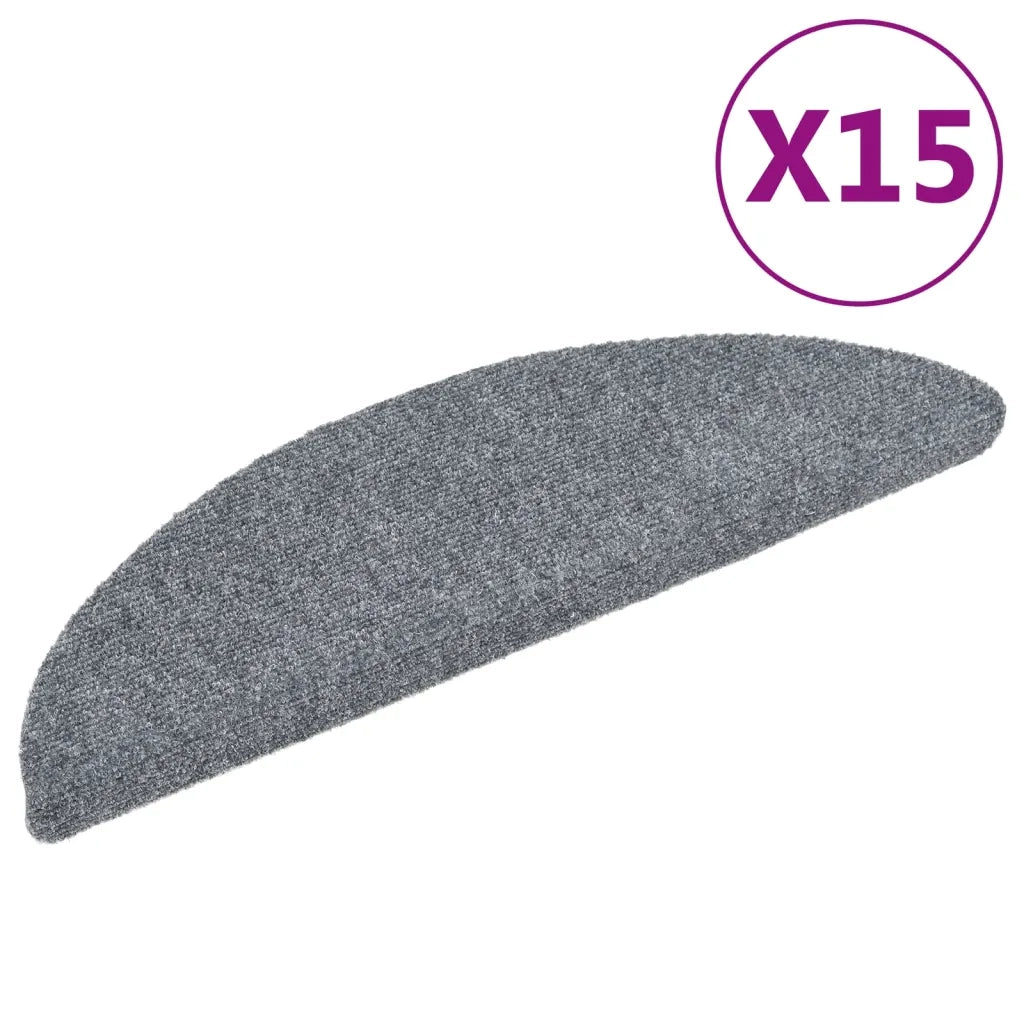Tappetini per scale autoadesivi 15 pz | Gradini per Scale 56x17x3 cm Grigio chiaro semicircolari