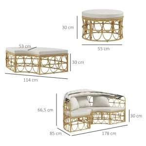 Set Divano da Giardino 2 Posti con Copertura Pieghevole e Tavolino ¨C MINIMAL ¨C Beige