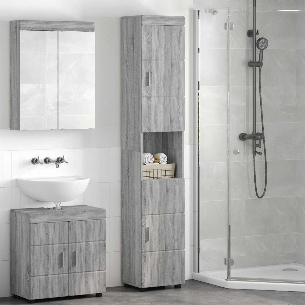 Set di Armadi da Bagno TULUM Grigio Sonoma 37 x 31,5 x 203 cm 880357