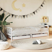 Giroletto Bambini con Cassetti-Struttura Letto Bambini Bianco 80x200cm Massello di Pino 703650