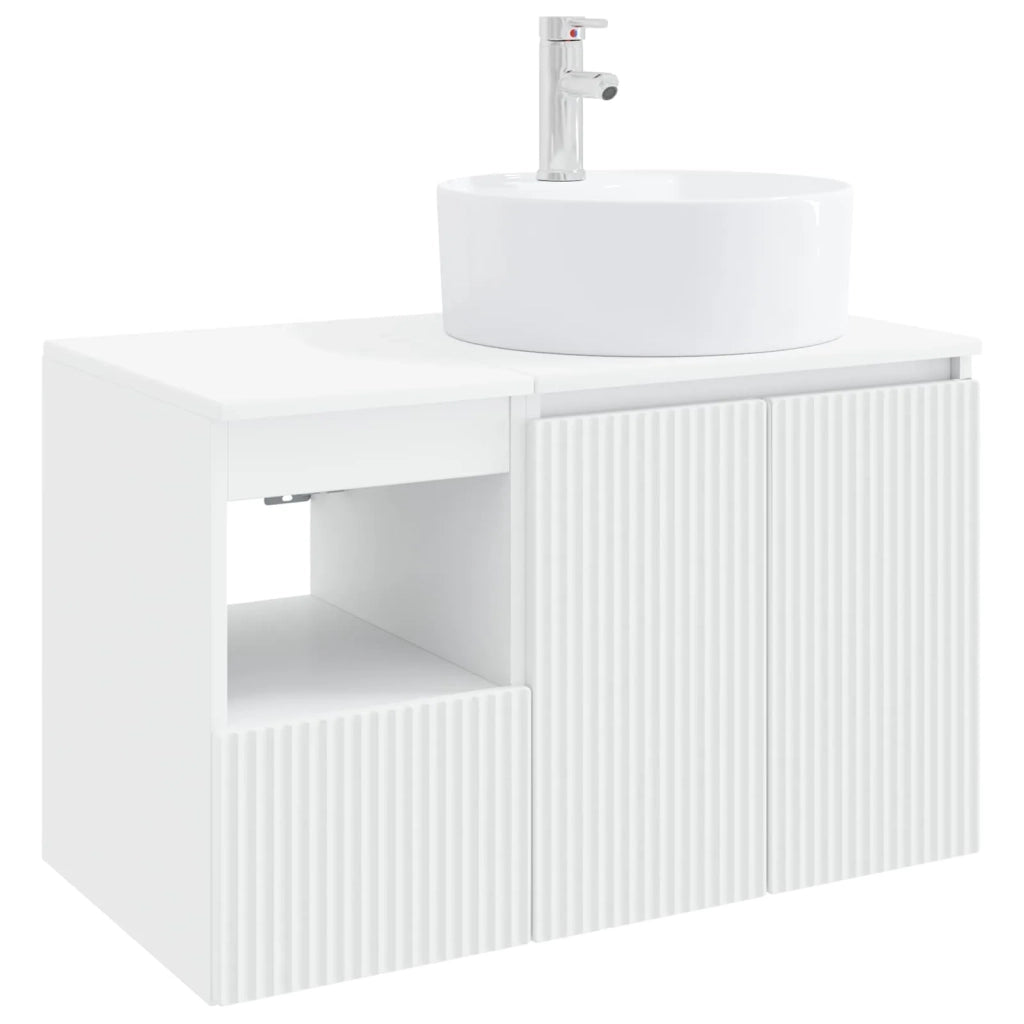 Set di mobili per il bagno 2 pz Bianco Legno ingegnerizzato 3404074