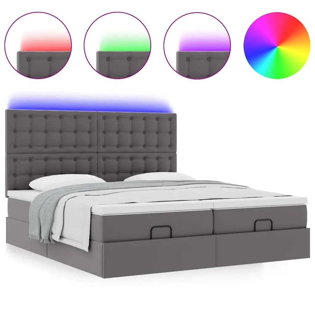 Pouf Letto con Materassi e LED Grigio 160x200cm Similpelle 3314501