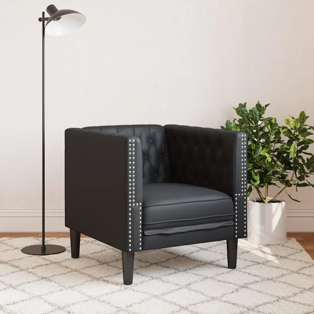Poltrona Chesterfield Nera in Similpelle 372652