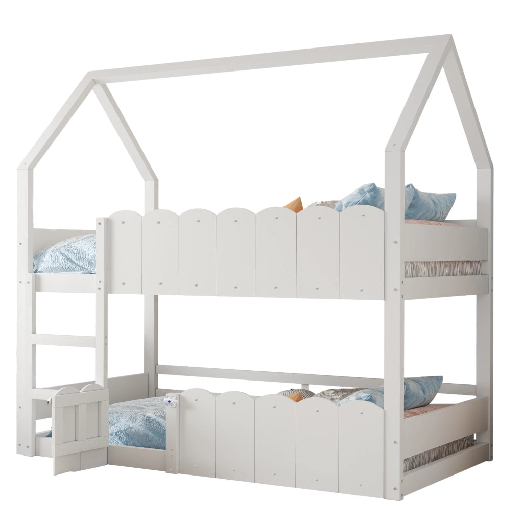 letto a castello legno bianco 90 x 200 cm