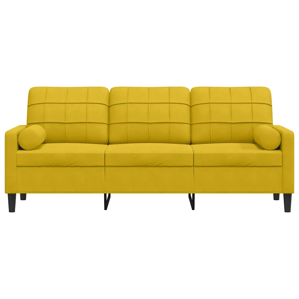 Divano a 3 Posti con Cuscini Giallo 180 cm in Velluto 3278235