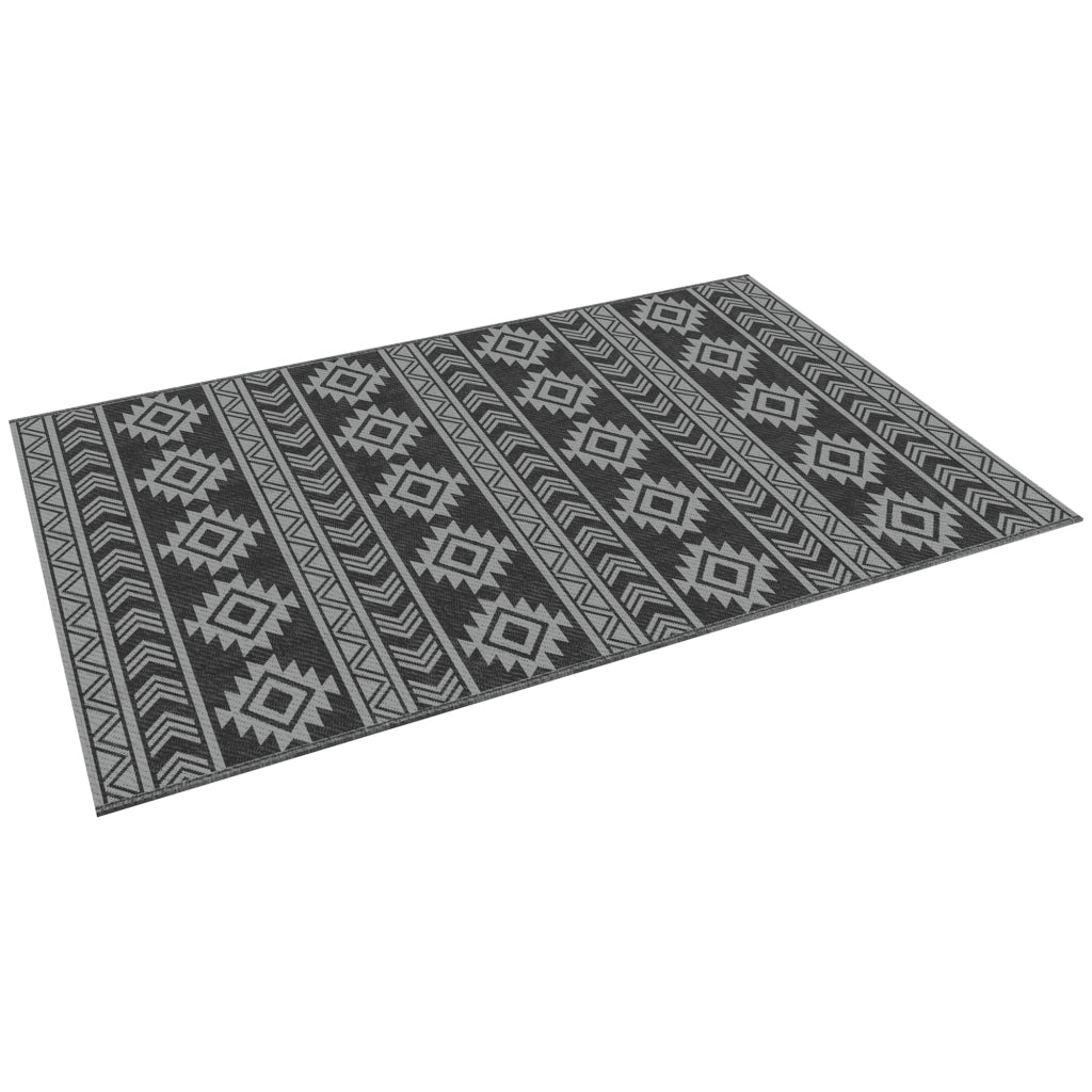 Tappeto Moderno per Esterni Nero e Grigio in PP con Design Reversibile e Pieghevole, 182x274 cm