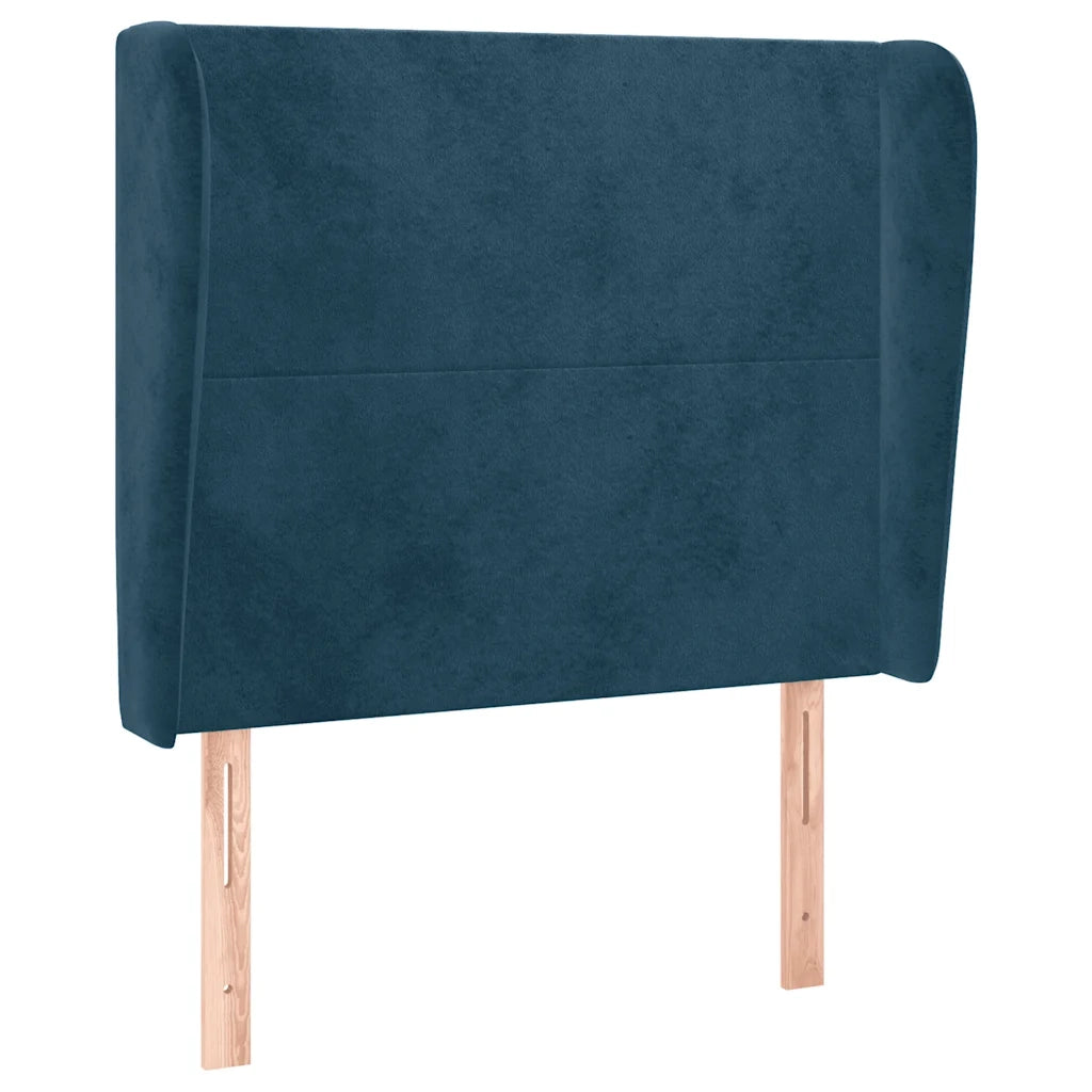 Testiera ad Orecchio-Testata con Orecchie Blu Scuro 83x23x118/128 cm in Velluto 900644