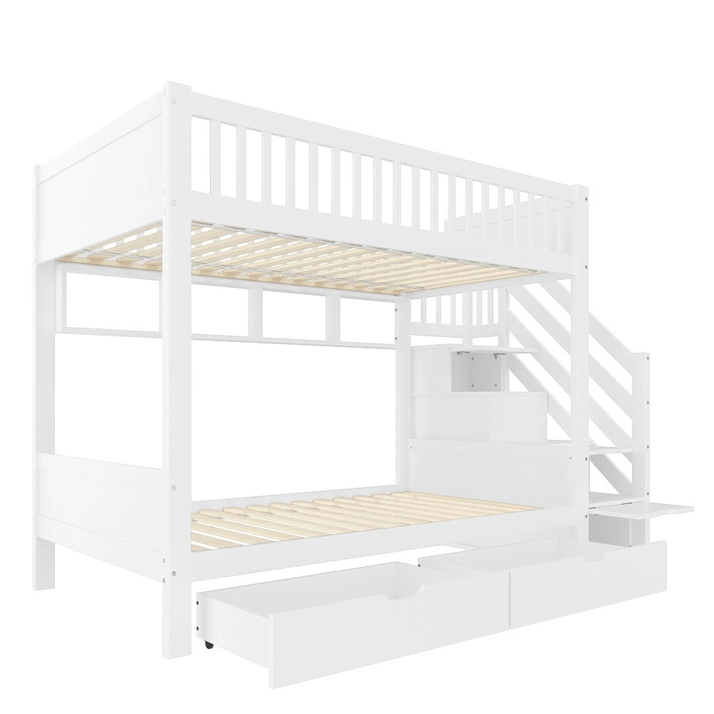 Letto a Castello con Cassetto, Rete e Armadio ¨C MINIMAL ¨C Bianco 90x200
