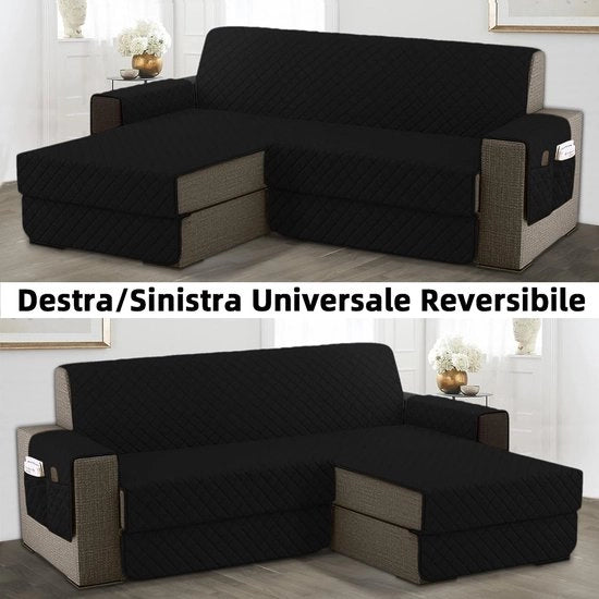 Supporto per divano L-shape, 300 cm, protezione per il divano, impermeabile, ruotabile con cuscino, adatto a tutti i divani, nero