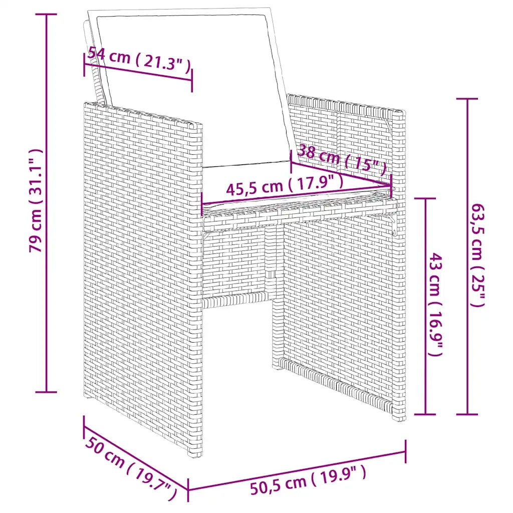 Set da pranzo da giardino da 7 pz con Cuscini in Polyrattan Grigio 3277684