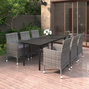 Set da Pranzo da Giardino 7 pz e Cuscini in Polyrattan e Vetro 3099695