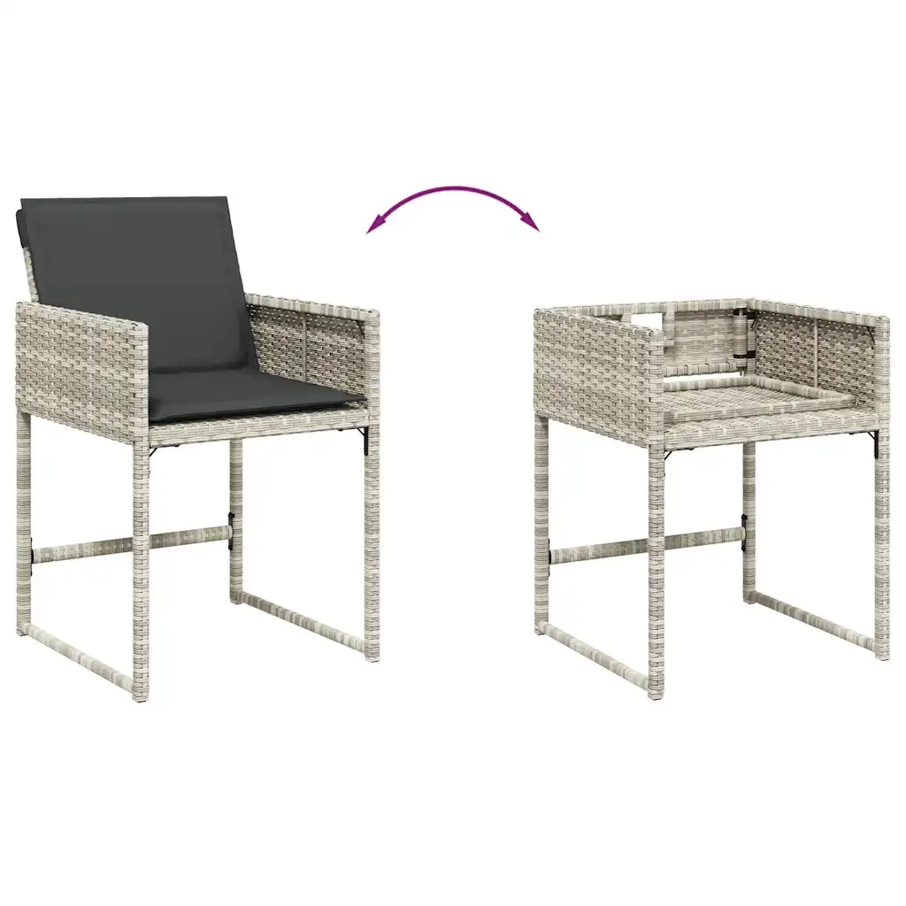 Set da Pranzo da Giardino 15 pz con Cuscini Grigio Polyrattan 3211415