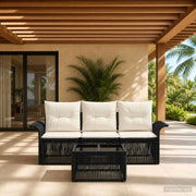Set Divano da Giardino 4 pcs Nero polyrattan 3434749