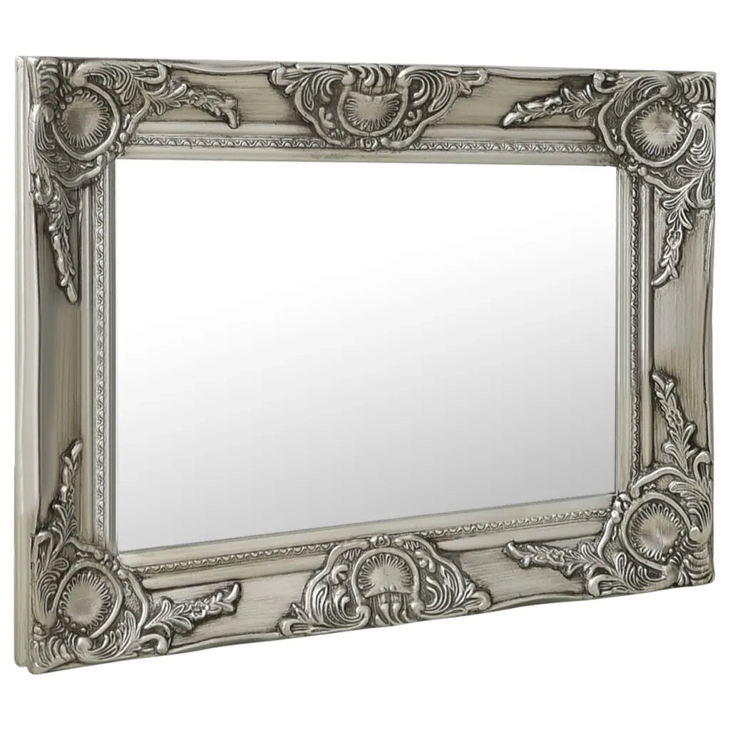 Specchio da Parete Stile Barocco-Specchio a Muro-Specchio Decorativo 50x40 cm Argento