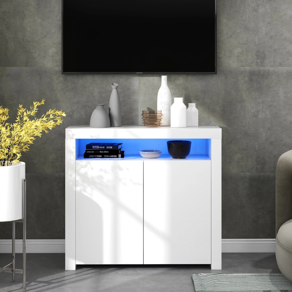 Com¨° Sideboard - Zephmum - Bianco lucido con luce LED
