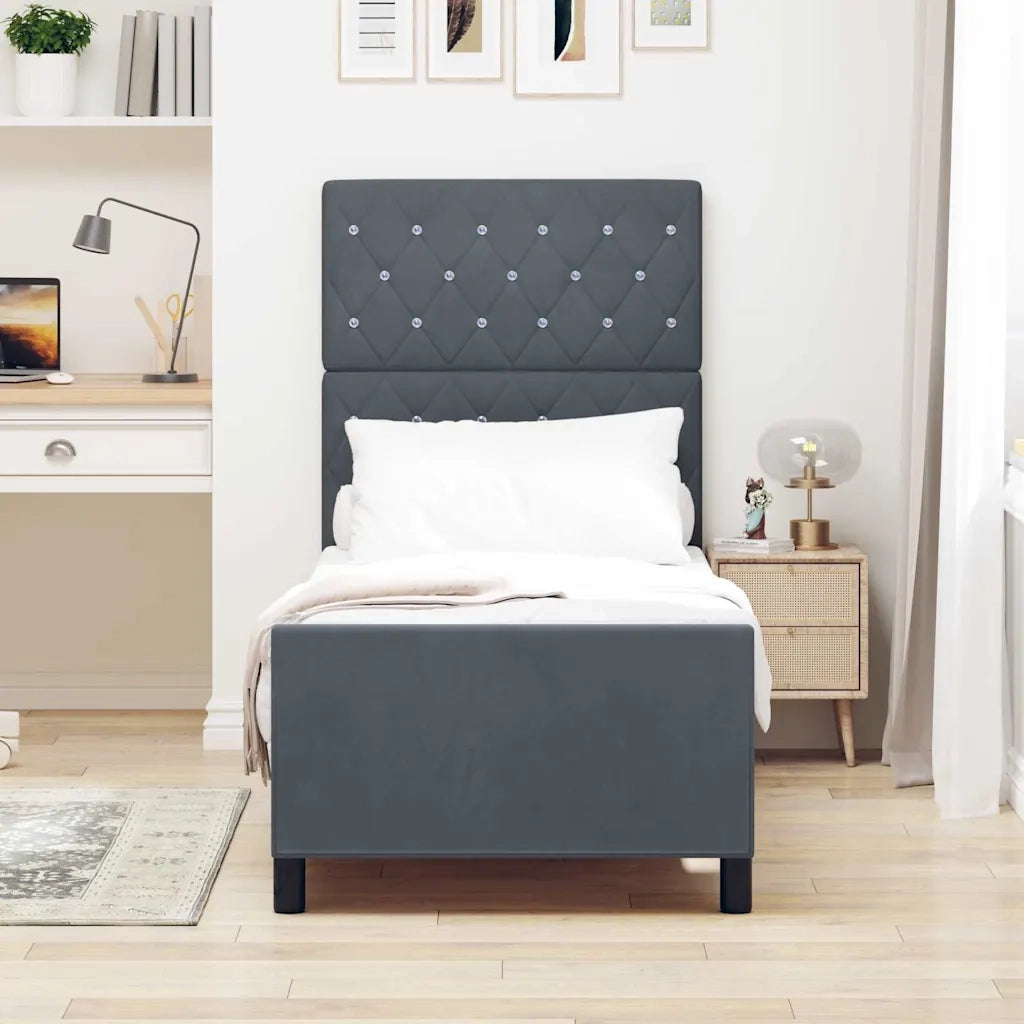 Letto a molle con testiera Grigio scuro 80 x 200 cm Velluto 3344838