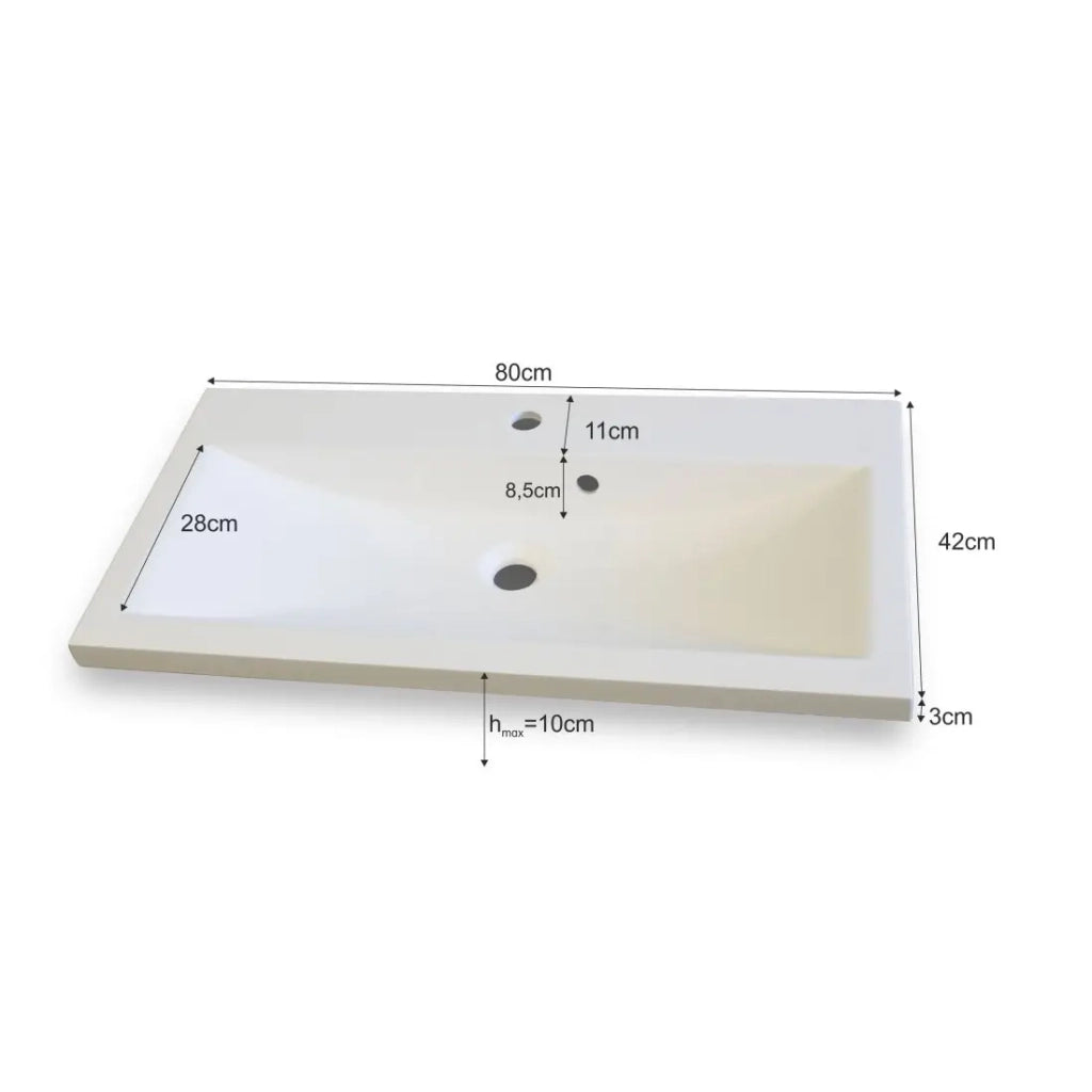 Lavabo 80cm collezione RAVEN, colore bianco