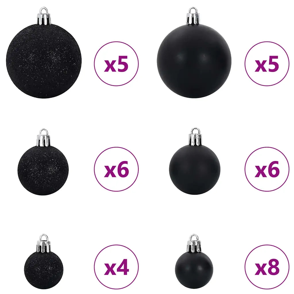 Albero di Natale artificiale con luci integrate Nero 150 cm PVC 3397129