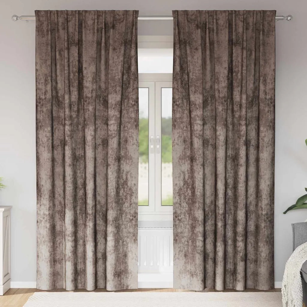 Tende in Velluto 2 pz Cappuccino 245 x 140 cm Velluto