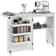 Tavolo da cucito pieghevole con ripiani e ruote ¨C Minimal ¨C bianco