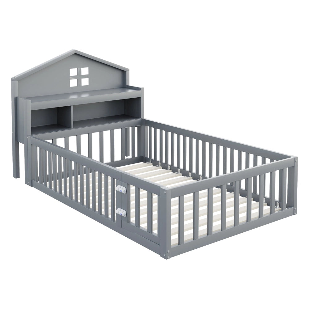 Letto bambini - Xylo - 90x200 cm contenitore grigio