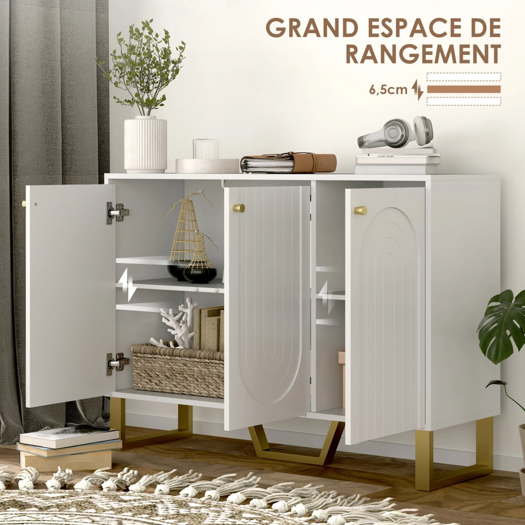 Buffet per soggiorno con ante e ripiano regolabile ¨C zephmum ¨C 106.5x35x77.5 cm, bianco