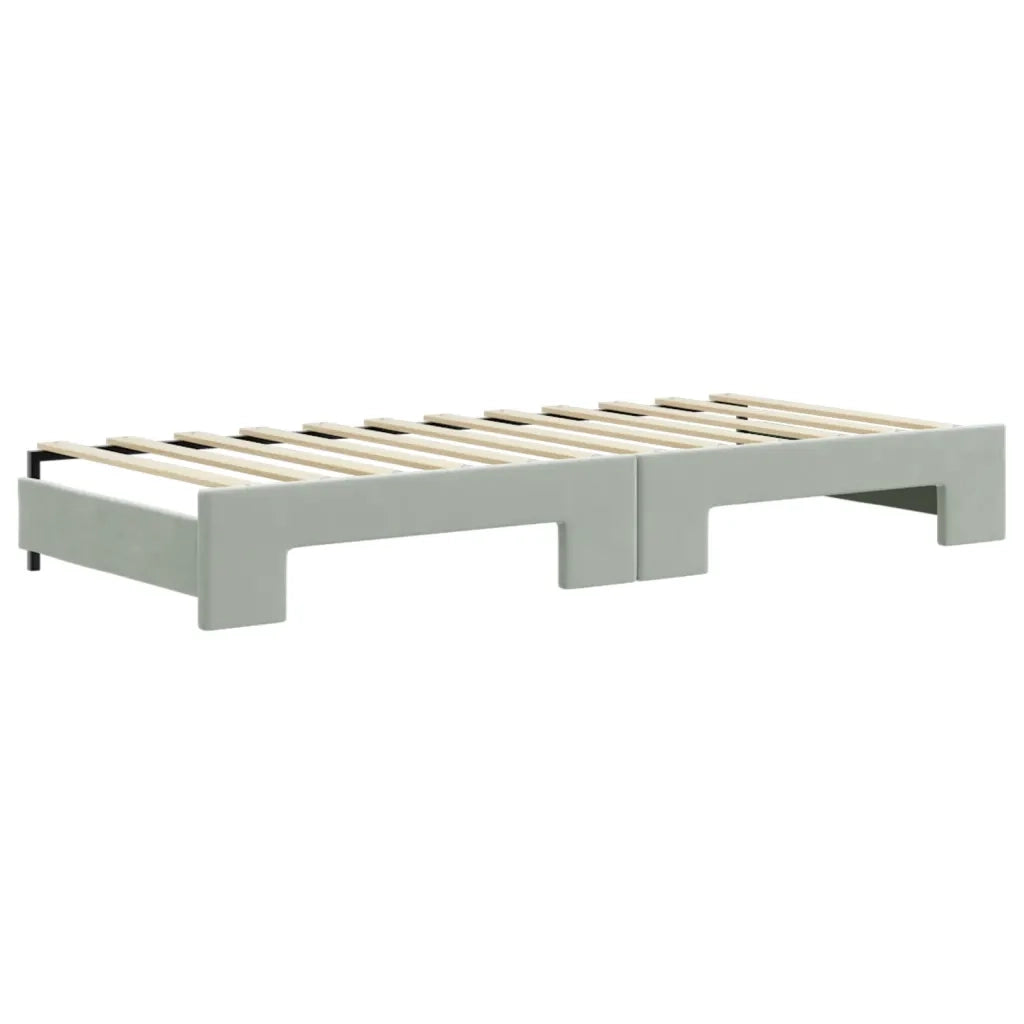 Divano Letto con Letto Estraibile Grigio Chiaro 80x200 Velluto 3197056