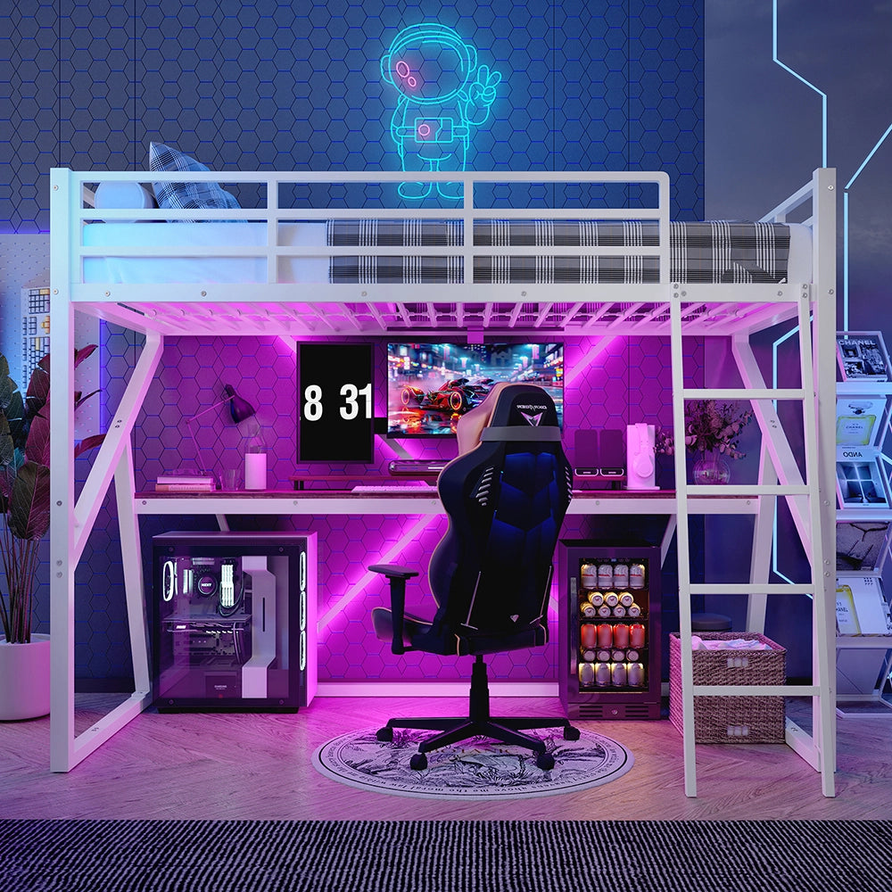 Letto a soppalco - Xylo - 90x200 cm scrivania bianco