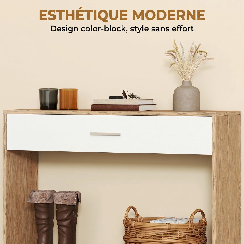 Consolle ingresso con specchio e cassetto ¨C Xylo ¨C legno rovere 91,5x27,9x85,5 cm