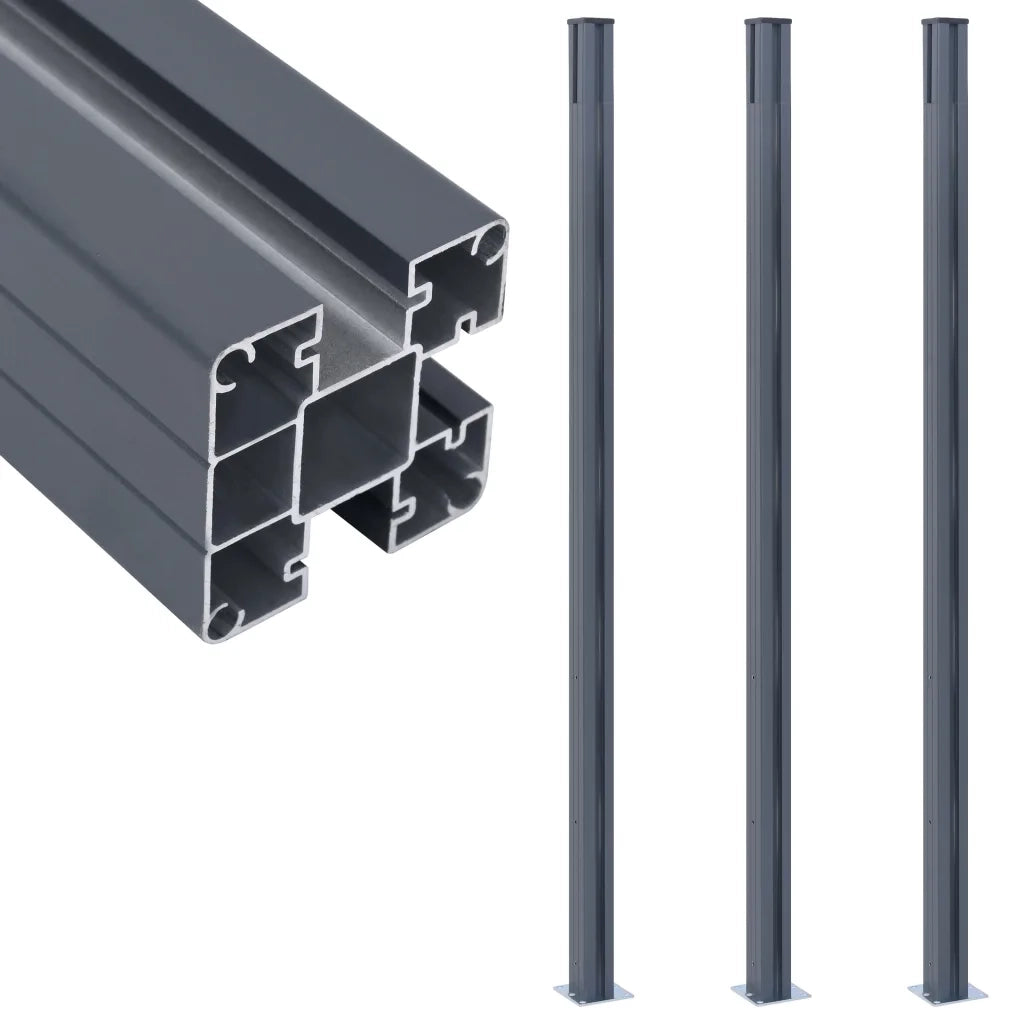 Pali di Recinzione 3 pz Grigio Scuro 185 cm in Alluminio cod mxl 65679