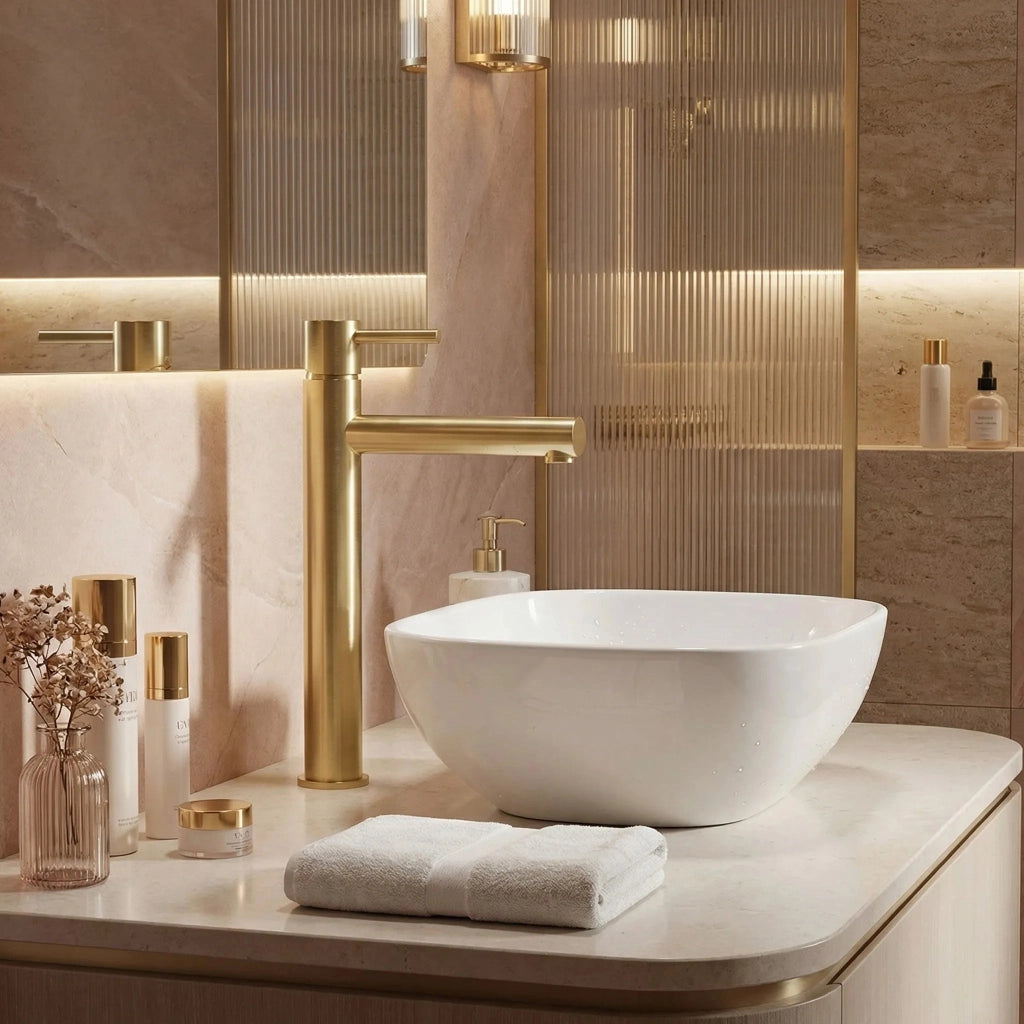 Rubinetto Da Lavabo Rea Tess Brush Gold High
