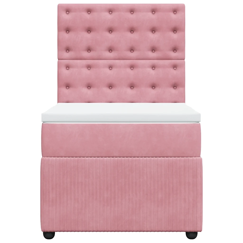 Giroletto a Molle con Materasso Rosa 100x200 cm in Velluto 3292279