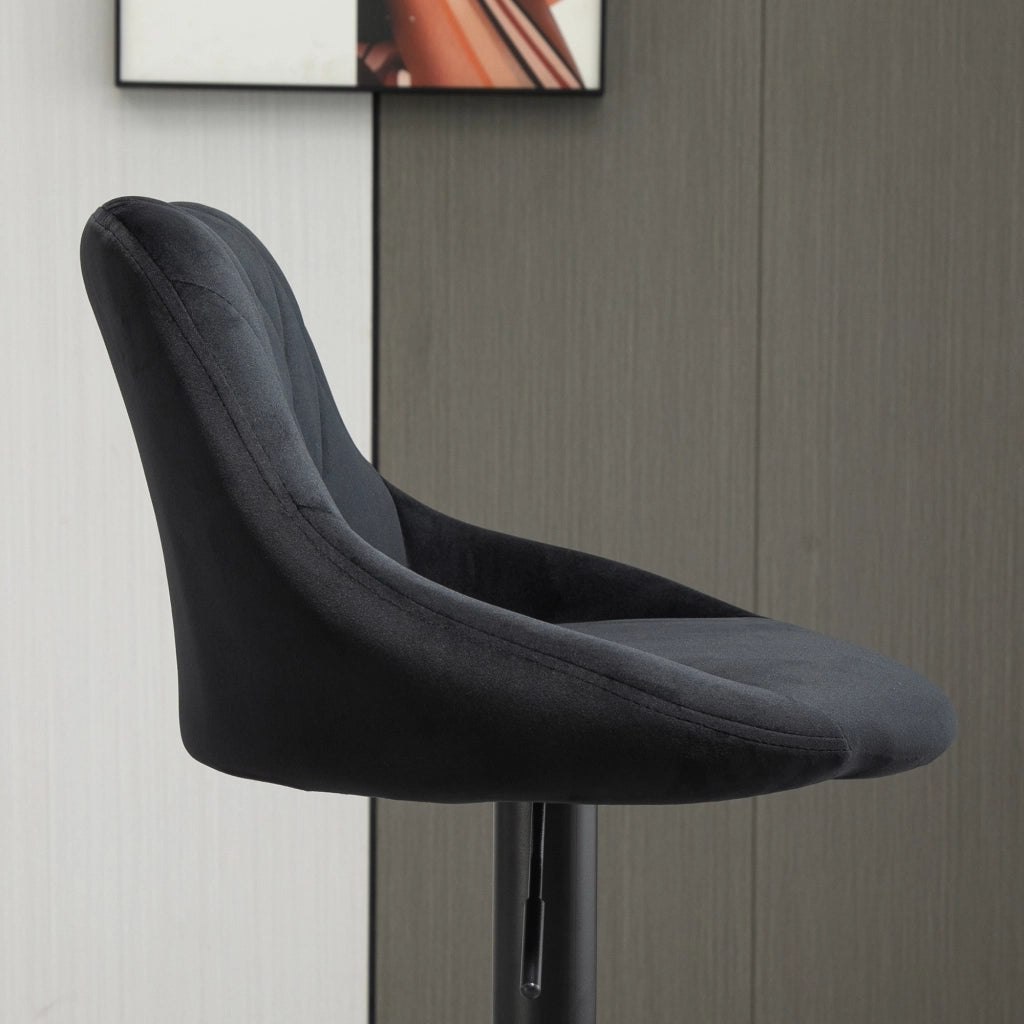 Set di 2 sgabelli da bar ¨C Minimal ¨C regolabili, girevoli, rivestimento in velluto, struttura in metallo nero