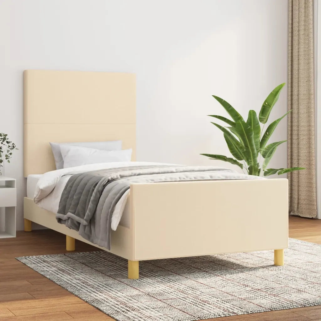 Letto singolo | Letto per adulti | Giroletto senza Materasso Crema 90x190 cm in Tessuto