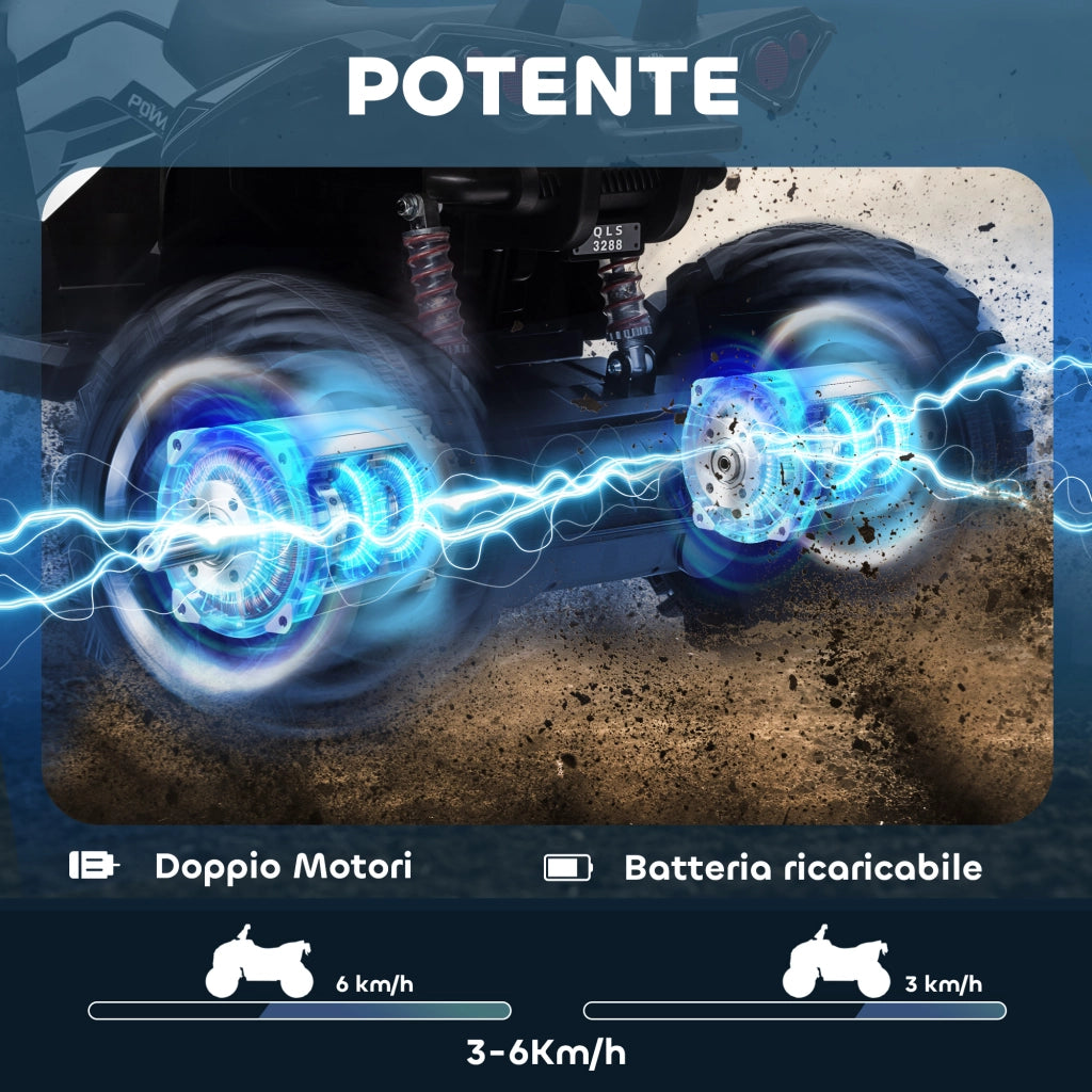 Quad Elettrico per Bambini 3-5 Anni ¨C Xylo ¨C 12V Bianco con Fari LED e USB